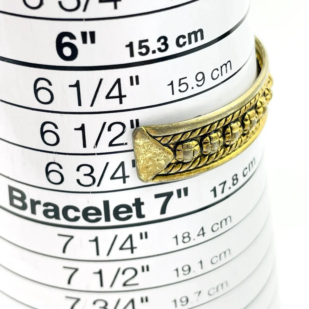 Vintage Gold Tone Cuff Bracelet Lot of 2 Etched Open Bangle Boho Statement